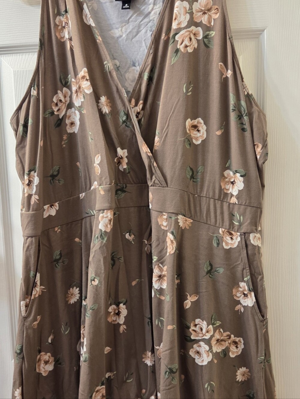 torrid Brown Floral Surplice Skater Tank Dress